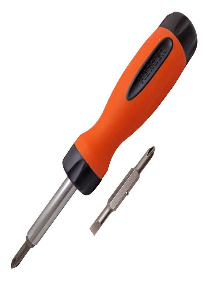 Harden 4-In-1 Screwdriver Set | 2 Two-Way Phillips and Slotted/Flat CR-V Bits (PH1+SL5, PH2+SL6) | Interchangeable Handle, for Home and Professional Use - 550386 - Image 1